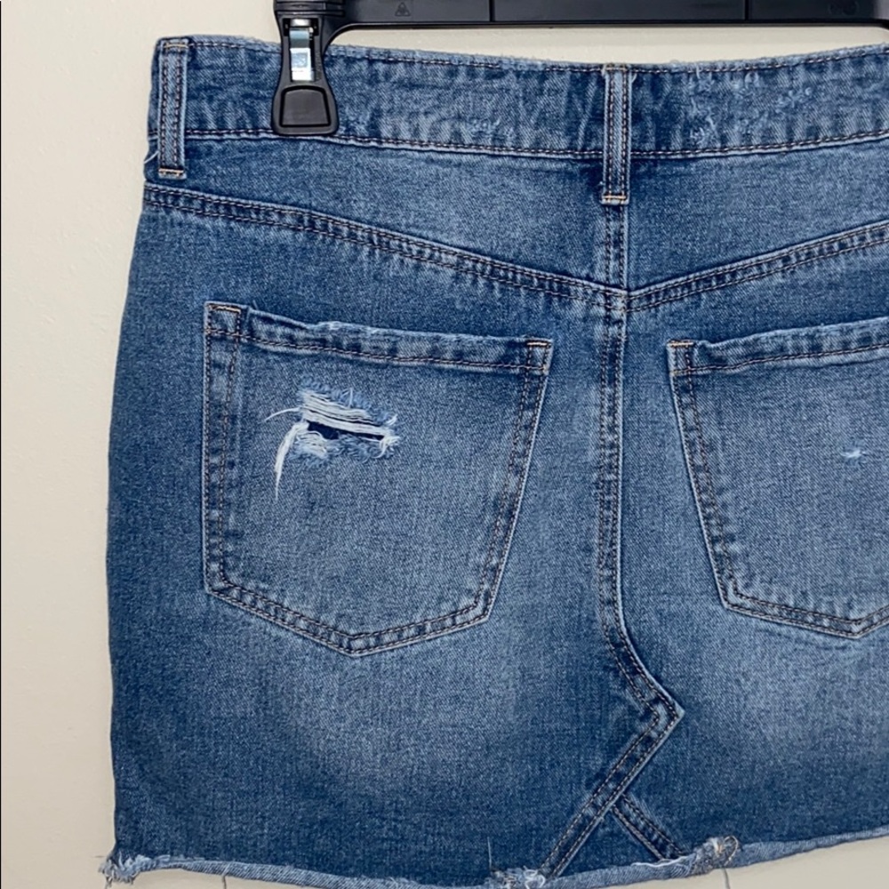 Maurices Distressed Button Up Fly Denim Jean Skirt